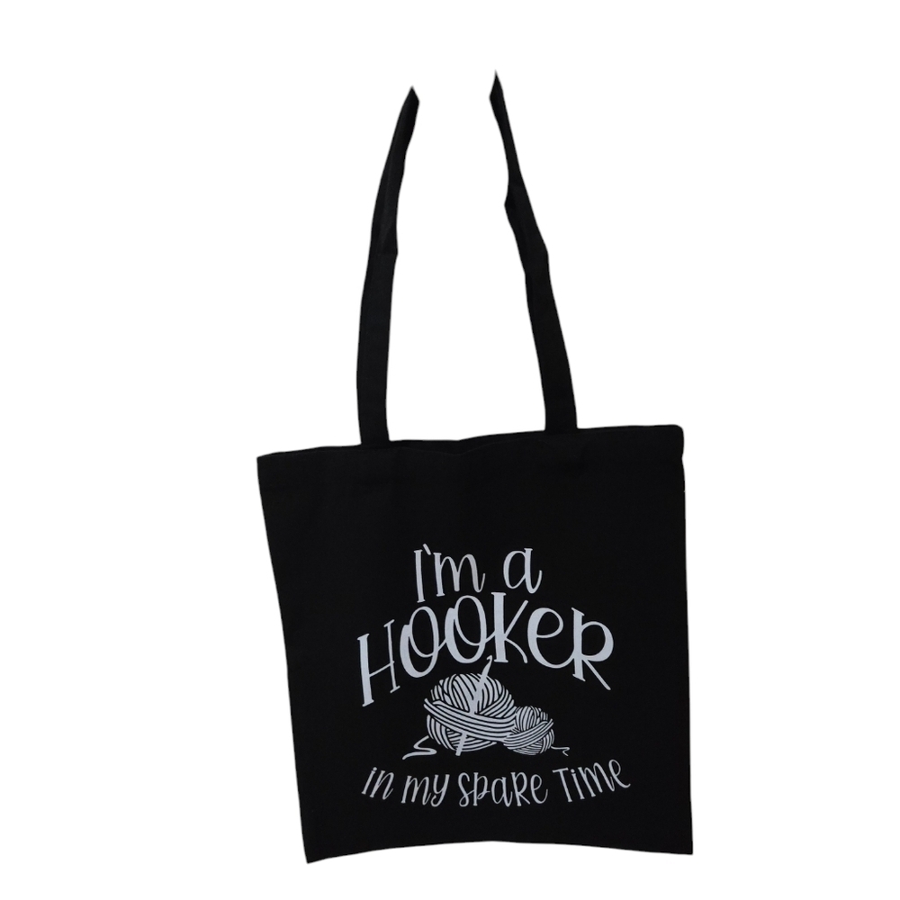 New Im A Hooker In My Spare Time Crochet Humor Canvas Tote Bag